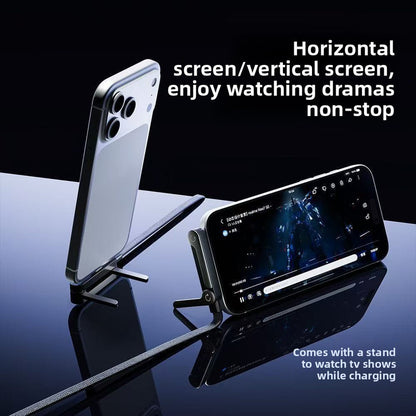 240W USB-C to USB-C Fast Charging Cable with Integrated Folding Phone Stand and 90 Degree Elbow for Mobile Gaming and Video Streaming - Image 5