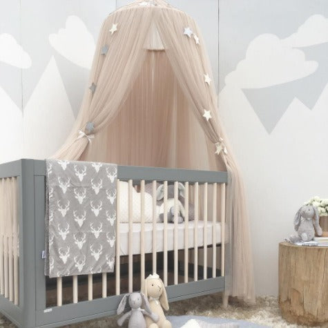 White Nordic Style 7-Layer Tulle Bed Canopy 300cm Extra Long 60cm Dome for Australian Kids Bedroom Nursery and Playroom Decor - Image 2