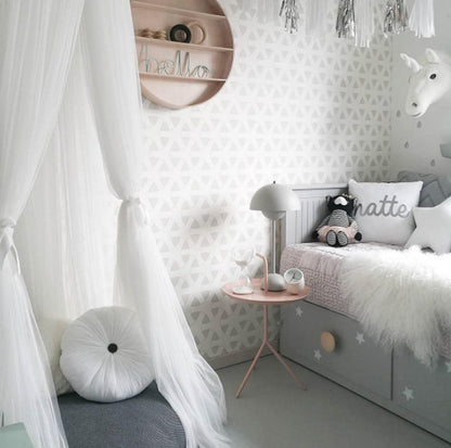 Grey Nordic Style 7-Layer Tulle Bed Canopy 300cm Extra Long 60cm Dome for Australian Kids Bedroom Nursery and Playroom Decor - Image 3