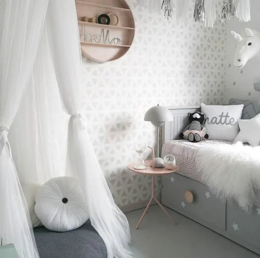 Grey Nordic Style 7-Layer Tulle Bed Canopy 300cm Extra Long 60cm Dome for Australian Kids Bedroom Nursery and Playroom Decor - Image 3