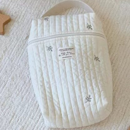 Leaves Quilted Nappy Storage Bag Portable Diaper Organizer Mommy Travel Pouch with Zipper 28x18x6cm for Australian Families and Stroller Use