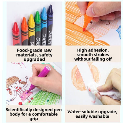 Blue 208-Piece Kids Art Set with Built-in Trifold Easel Drawing and Painting Kit for Students with Watercolor Pens Crayons and Pencils for Aussie Homes - Image 4