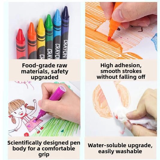 Blue 208-Piece Kids Art Set with Built-in Trifold Easel Drawing and Painting Kit for Students with Watercolor Pens Crayons and Pencils for Aussie Homes - Image 4