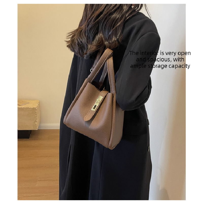 Beige Retro 2-Piece Women's Bucket Bag Set with Removable Inner Pouch PU Leather Crossbody Handbag and Fashionable Tote for Australian Everyday Use - Image 3