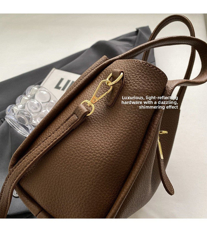 Brown Retro 2-Piece Women's Bucket Bag Set with Removable Inner Pouch PU Leather Crossbody Handbag and Fashionable Tote for Australian Everyday Use - Image 4