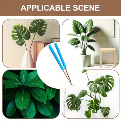 Blue 3 Pack Microfiber Plant Leaf Cleaning Tongs with Removable Sleeves and Natural Bamboo Handles for Houseplants Maintenance - Image 3