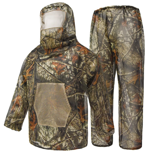 Legendary Ancient Tree Camouflage 2.0 Camouflage Mosquito Repellent Suit Ultra-Fine Mesh Hooded Ghillie Suit for Outdoor Hunting Camping Fishing and Beekeeping(XL/XXL)