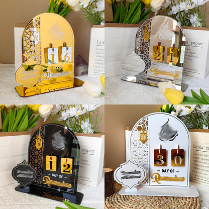Black Acrylic Desktop Holiday Countdown Ornament with Mirrored Finish and Interchangeable Numbers 20cm x 20cm Festive Home Decoration(BT268) - Image 3