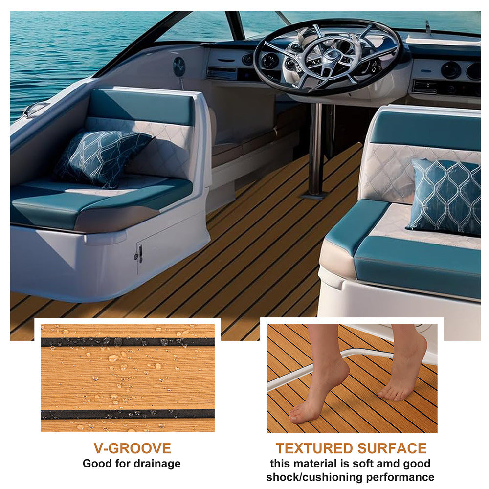 Teak EVA Foam Boat Flooring Sheet Brown with Black Stripes Self-Adhesive Marine Decking Mat for Yacht Fishing Boat RV DIY Upgrade Australian Boating(2400x600x6mm) - Image 5
