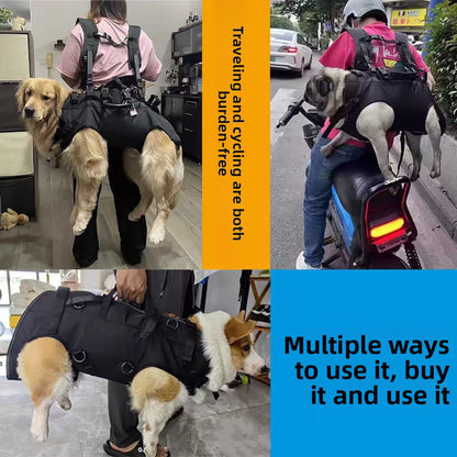 Black Multi-Functional Dog Carrier Backpack and Lift Harness for Hiking and Outdoor Use, Adjustable Breathable Pet Support Sling for Senior or Injured Large Dogs(Size: S) - Image 4