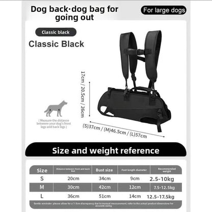 Black Multi-Functional Dog Carrier Backpack and Lift Harness for Hiking and Outdoor Use, Adjustable Breathable Pet Support Sling for Senior or Injured Large Dogs(Size: S) - Image 6