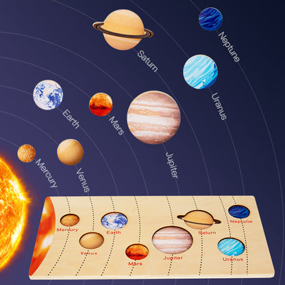 The Eight Planets 0.42 Educational Wooden Cognitive Matching Puzzle Toy for Kids Early Learning and Fine Motor Skill Development, Durable Preschool Accessory - Image 4