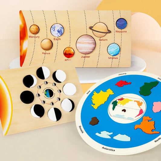 Lunar phase change 0.45 Educational Wooden Cognitive Matching Puzzle Toy for Kids Early Learning and Fine Motor Skill Development, Durable Preschool Accessory - Image 2