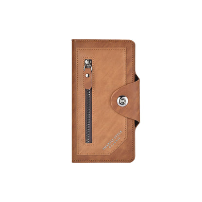 Light coffee Vintage Men's Long Wallet Slim PU Leather Clutch with Multi Card Slots and External Zipper Pocket, Large Capacity Fashion Purse for Daily Use