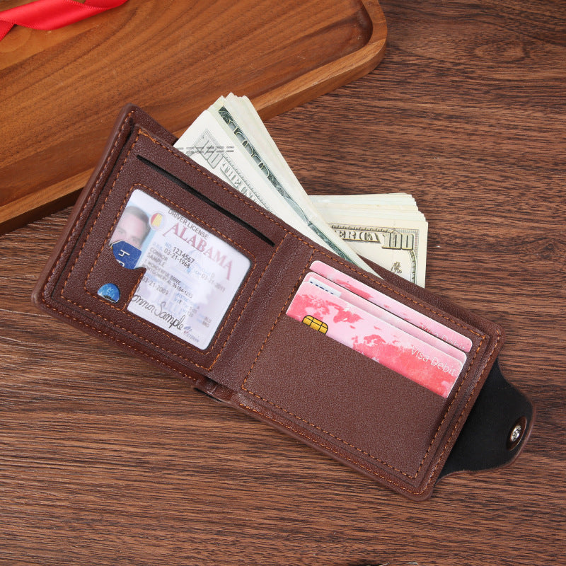 Coffee color Men's PU Leather Wallet with Magnetic Clasp and Zipper Pocket for Cards Cash and Coins Ideal for Daily Use in Australia - Image 2