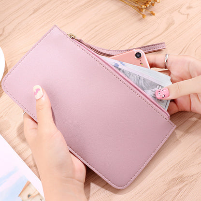 Red Women's Soft PU Leather Double-Layer Zip Wallet with Wrist Strap – Spacious Card, Cash and Phone Holder for Students and Everyday Use in Australia - Image 2