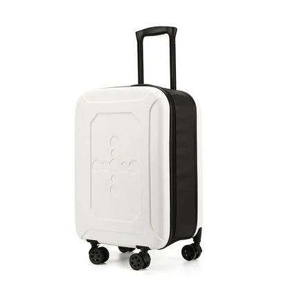 White 20 Inch Foldable Carry-on Suitcase Ultra Lightweight 2.1kg Hard Shell Luggage with 360 Spinner Wheels and Combination Lock for Australian Travel