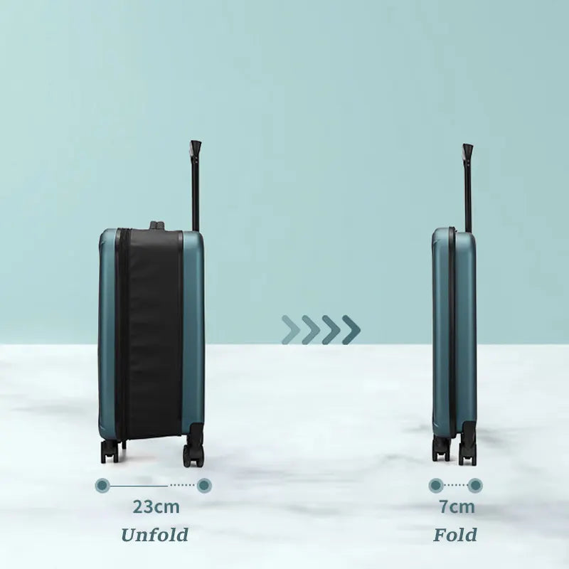 White 20 Inch Foldable Carry-on Suitcase Ultra Lightweight 2.1kg Hard Shell Luggage with 360 Spinner Wheels and Combination Lock for Australian Travel - Image 4