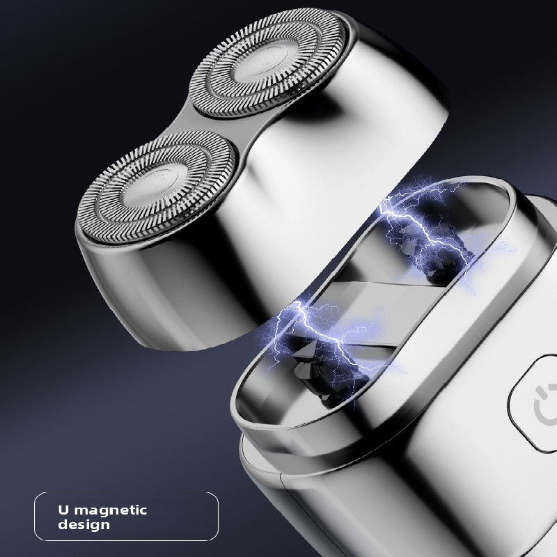 Grey Mini Electric Shaver with Dual Floating Heads Magnetic Suction and IPX5 Waterproofing for Men Travel Grooming Compact Rechargeable Razor AU Stock - Image 3