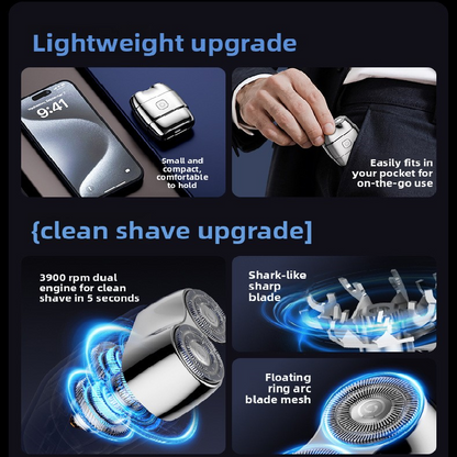 Silver Mini Electric Shaver with Dual Floating Heads Magnetic Suction and IPX5 Waterproofing for Men Travel Grooming Compact Rechargeable Razor AU Stock - Image 4