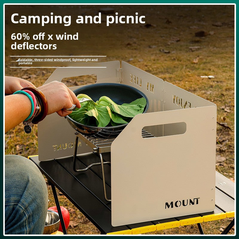 Green Heavy-Duty 4-Fold Camping Stove Windshield Portable Steel Wind Deflector for Outdoor Cooking and Picnics with Storage Bag - Image 4