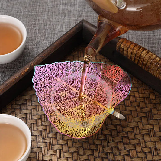 5-PCS Golden 304 Stainless Steel Bodhi Leaf Tea Strainer Creative Fine Mesh Tea Filter Infuser for Loose Leaf Tea Australian Home Tea Set Accessory - Image 4