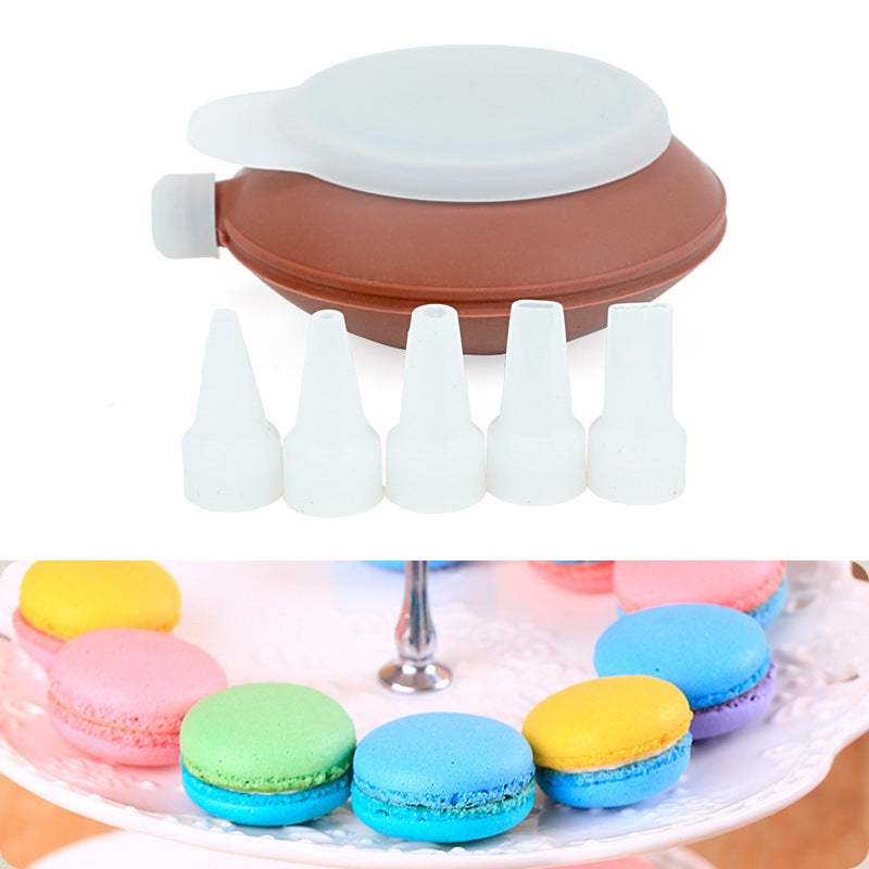 2-Pack Food Grade Silicone Macaron Piping Pot Squeezer with 5 Interchangeable Nozzles for Dessert Decorating and Home Baking Essentials - Image 2