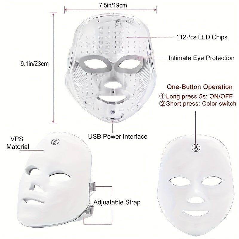 7-Color LED Face Mask with 112 Photon LED Chips Lightweight 290g Beauty Device for Home Skincare and Facial Comfort in Australia - Image 4