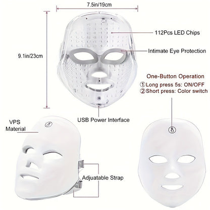 7-Color LED Face Mask with 112 Photon LED Chips Lightweight 290g Beauty Device for Home Skincare and Facial Comfort in Australia - Image 4