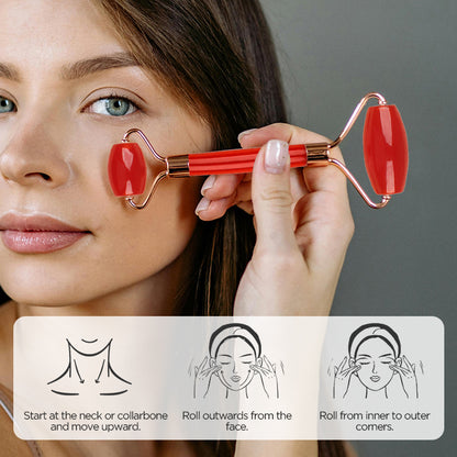 Light blue Dual-Head Resin Facial Roller and Heart-Shaped Gua Sha Set for Home SPA Skincare and Face Neck Massage - Image 6