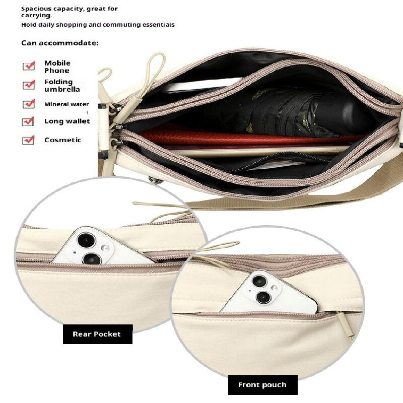 White Women Lightweight Nylon Crossbody Bag with Multiple Pockets Compact Shoulder Bag for Travel and Daily Essentials in Australia - Image 4