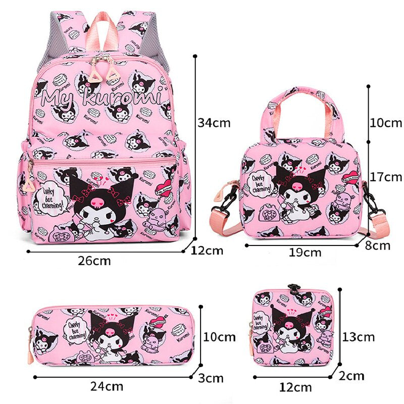 Flower-Patterned Cloth 4-Piece Large Capacity School Backpack Set for Primary Students Years 3-6 Durable Nylon Lightweight Rucksack with Handbag for Daily Australian School Life - Image 7