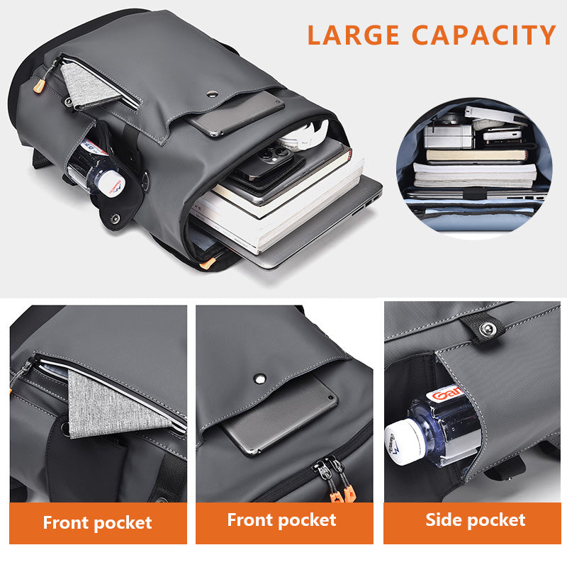 Black Men Large Capacity Business Laptop Backpack Waterproof PU Leather Travel Rucksack with USB Port for Work and Travel in Australia - Image 3