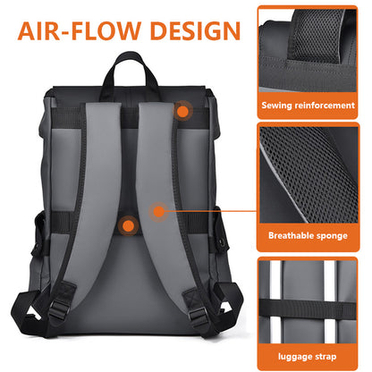 Black Men Large Capacity Business Laptop Backpack Waterproof PU Leather Travel Rucksack with USB Port for Work and Travel in Australia - Image 4