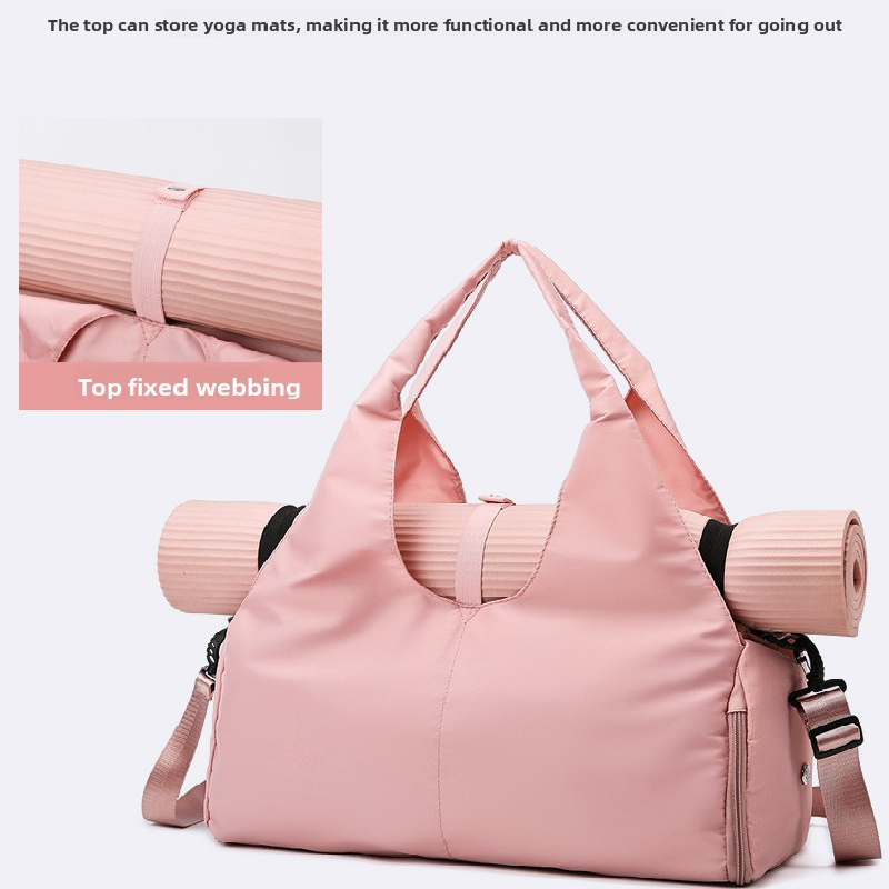 Grey Women Large Capacity Yoga Gym Bag with Shoe Compartment and Mat Strap Water Resistant Travel Duffel Lightweight Tote for Fitness and Weekend Trips - Image 2