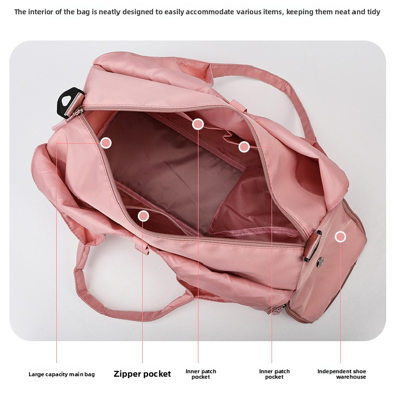 Grey Women Large Capacity Yoga Gym Bag with Shoe Compartment and Mat Strap Water Resistant Travel Duffel Lightweight Tote for Fitness and Weekend Trips - Image 3