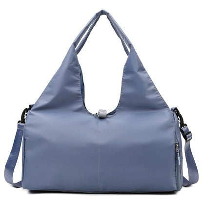 Blue Women Large Capacity Yoga Gym Bag with Shoe Compartment and Mat Strap Water Resistant Travel Duffel Lightweight Tote for Fitness and Weekend Trips