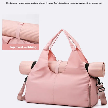 Blue Women Large Capacity Yoga Gym Bag with Shoe Compartment and Mat Strap Water Resistant Travel Duffel Lightweight Tote for Fitness and Weekend Trips - Image 2