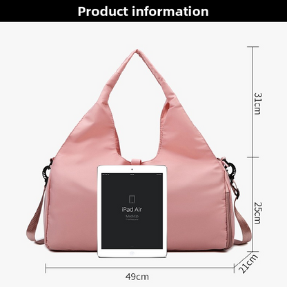 Black Women Large Capacity Yoga Gym Bag with Shoe Compartment and Mat Strap Water Resistant Travel Duffel Lightweight Tote for Fitness and Weekend Trips - Image 6