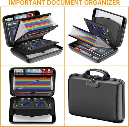 Black Fireproof EVA Hard-Shell File Organizer Briefcase with Combination Lock Waterproof Accordion Document Storage Bag for Australian Home Office and Business - Image 5