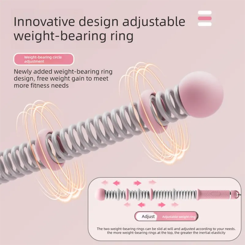 Pink Multifunctional Cordless Battle Rope with Adjustable Weight Rings for Home Gym Professional Strength Training Tool for Local Professionals Standard Fit - Image 2
