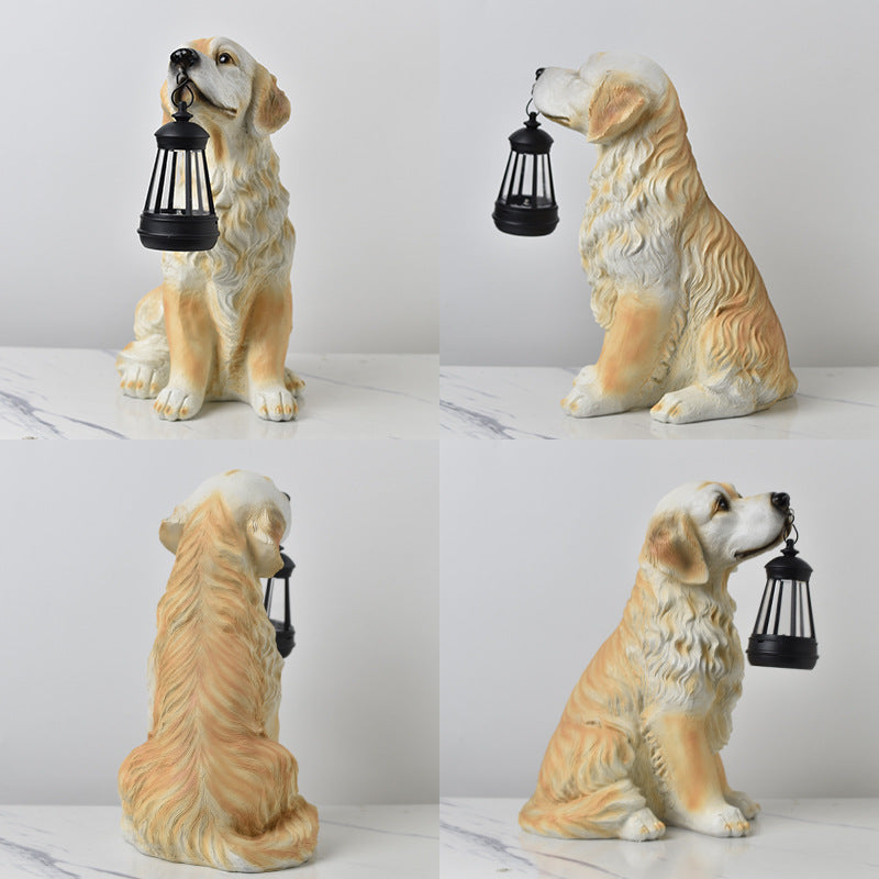 Solar Dog Garden Statue with Lantern Waterproof Resin Puppy Ornament for Outdoor Patio Pathway Backyard Decoration Australian Pet Lovers(B) - Image 4
