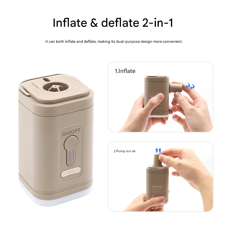 Mini 3-in-1 Portable Camping Air Pump and Lantern 1200mAh Rechargeable Electric Pump with 5 Nozzles for Australian Outdoor Camping and Hiking - Image 3