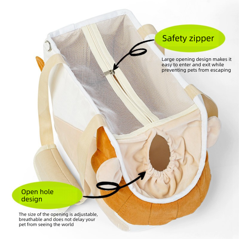 Lion Shape Pet Carrier Bag Large Capacity Breathable Mesh Adjustable Opening Portable Handheld Shoulder Travel Bag for Local Pet Owners and Small Animals - Image 4