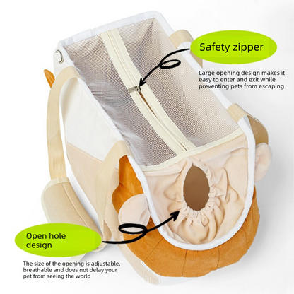 Lion Shape Pet Carrier Bag Large Capacity Breathable Mesh Adjustable Opening Portable Handheld Shoulder Travel Bag for Local Pet Owners and Small Animals - Image 4
