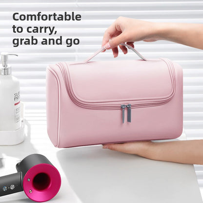 Grey Portable Hair Dryer and Curler Storage Bag Waterproof PU Leather Travel Case with Hanging Hook for Local Professionals and Modern Lifestyles - Image 3