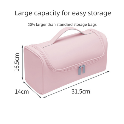 Grey Portable Hair Dryer and Curler Storage Bag Waterproof PU Leather Travel Case with Hanging Hook for Local Professionals and Modern Lifestyles - Image 5