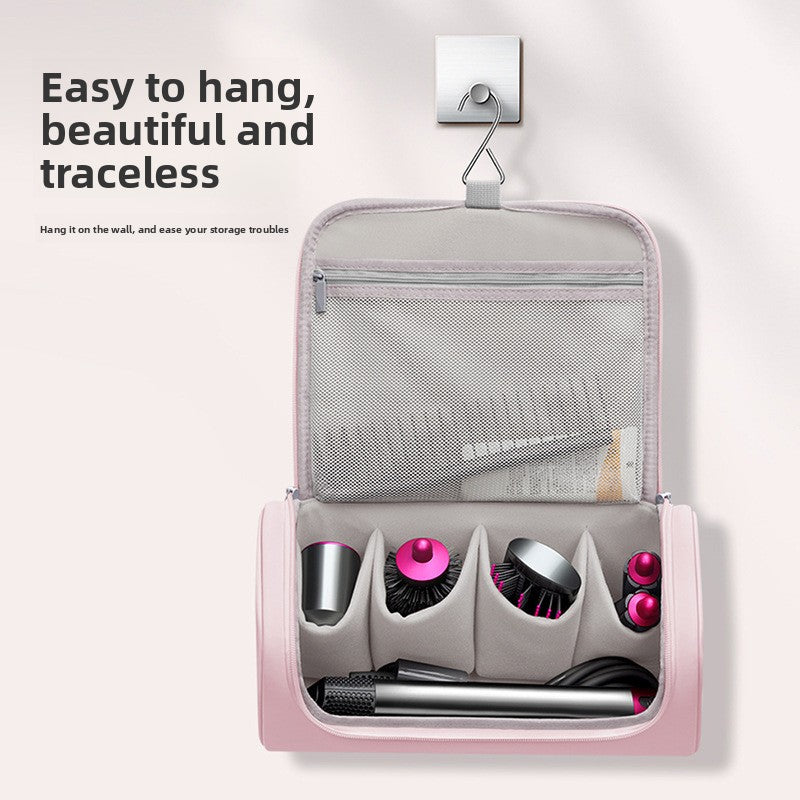 Green Portable Hair Dryer and Curler Storage Bag Waterproof PU Leather Travel Case with Hanging Hook for Local Professionals and Modern Lifestyles - Image 2