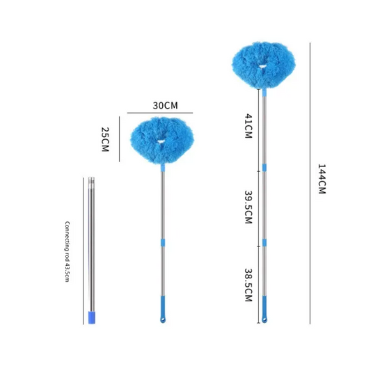 Light blue Long Handle Ceiling Fan Duster with Hollow Microfiber Head and Extendable Stainless Steel Pole for High Reach Home Cleaning Efficiency - Image 5