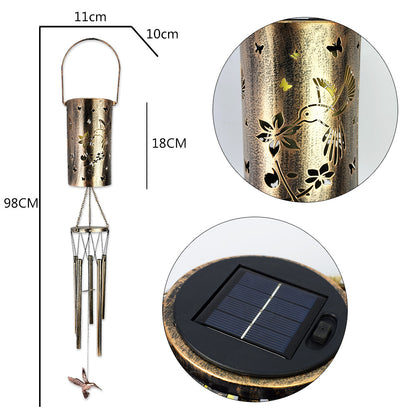 Dragonfly Solar Wind Chime Lantern with Iron Art Projection Waterproof Decorative Light for Garden and Local Home Landscapes Elegant Outdoor Illumination Solution - Image 3